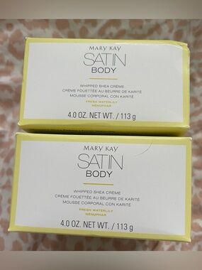 Two Mary Kay Satin Fresh Water Lily Whipped Shea Crème DISCONTINUED Ltd Edition